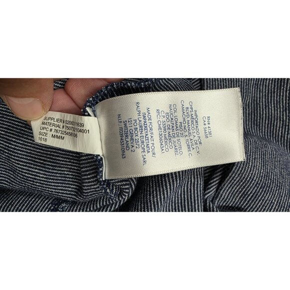 Chaps Mens Medium Blue White Stripes Quarter Zip Pullover Long Sleeve Shirt - Picture 11 of 12